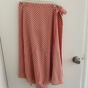 H&M Satin Red Wrap Skirt